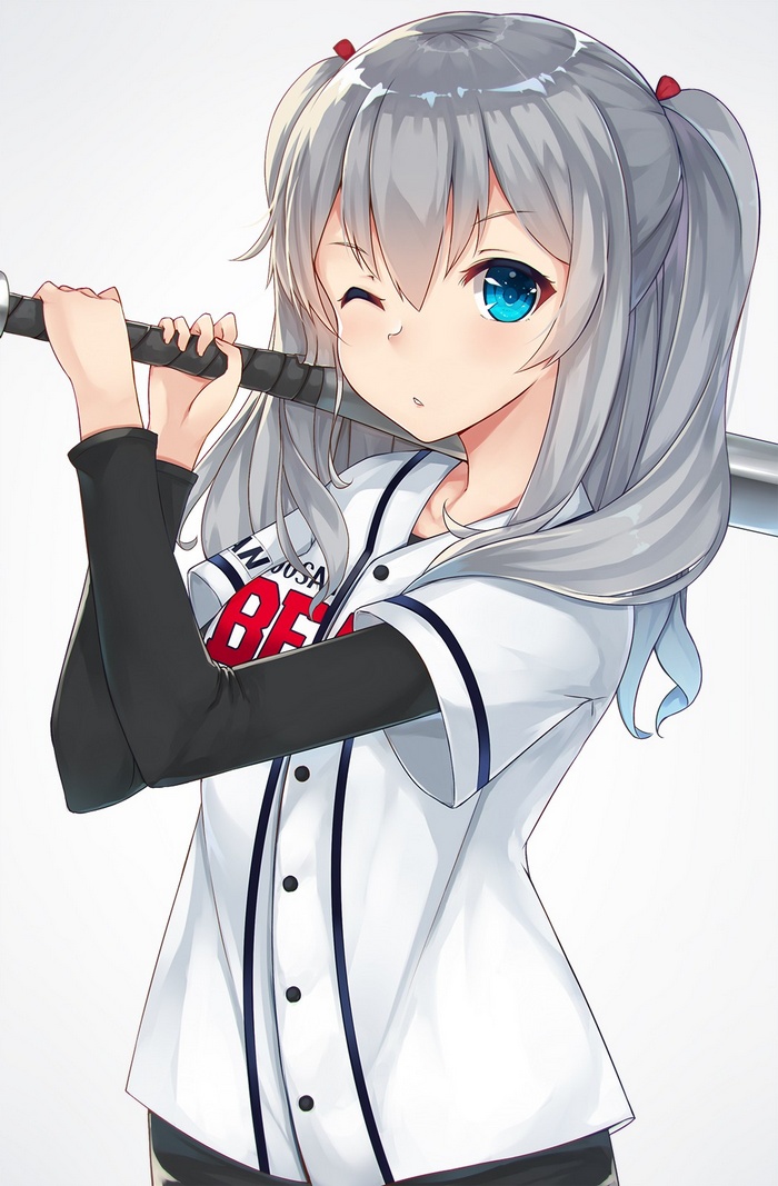 Kashima from Kantai Collection holding a baseball bat