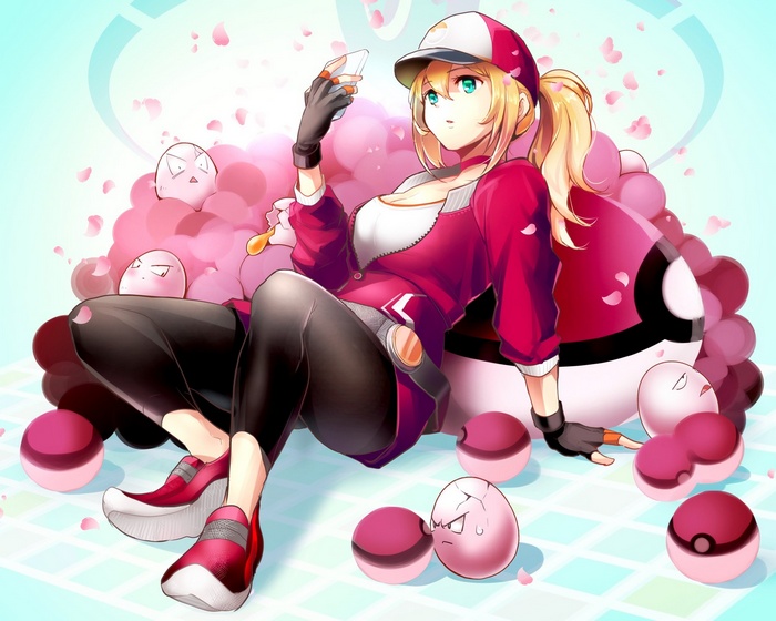 Pokemon Go Trainer with Pokéballs and Jigglypuff