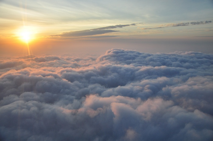 Sunset over a sea of clouds