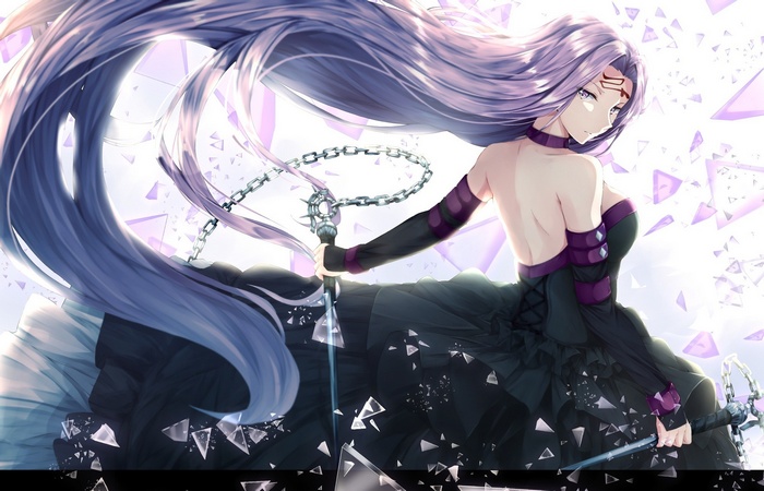 Rider from Fate/Stay Night with Violet Hair and Black Dress