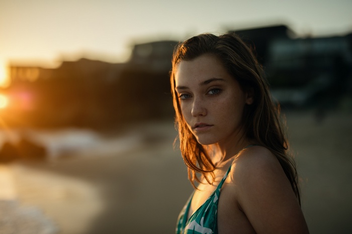 Chloe Bechtol on a beach at sunset
