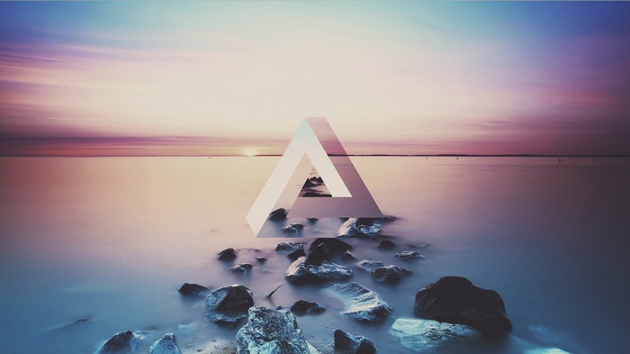 geometry, lake, triangle, Penrose triangle, sunset