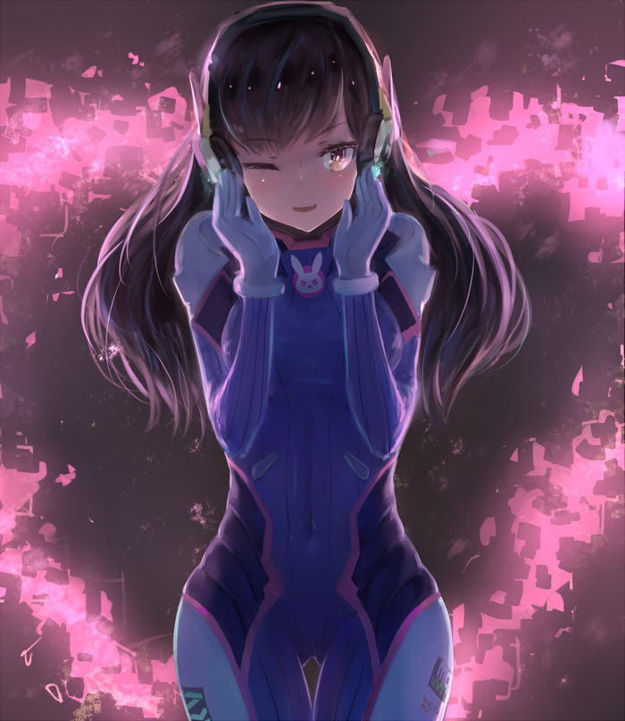 D.Va from Overwatch with headphones