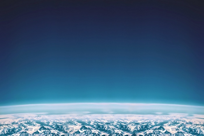 Snow-capped mountains seen from space