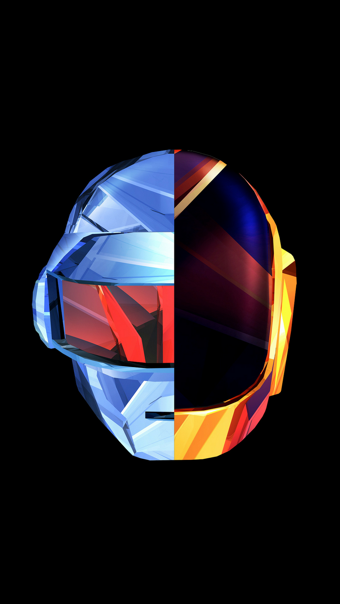 Daft Punk helmet split view low poly digital art