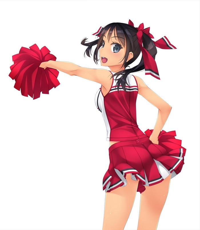 cheerleaders, ass, white background, Murakami Suigun