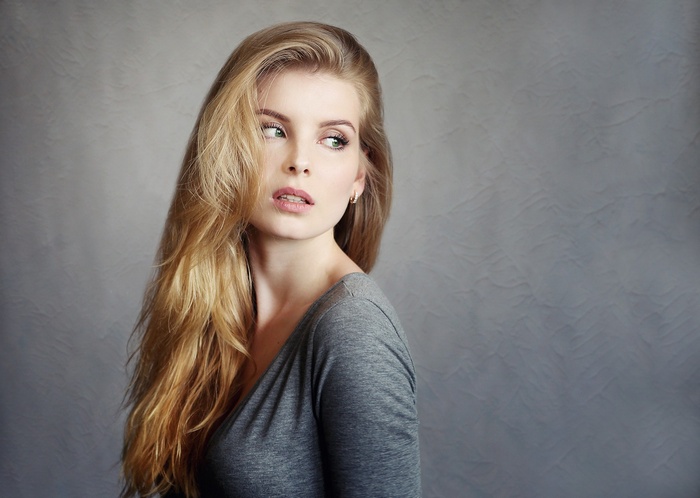 Portrait of Irina Popova with blonde hair
