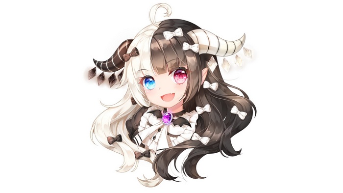 Anime girl with horns and heterochromia
