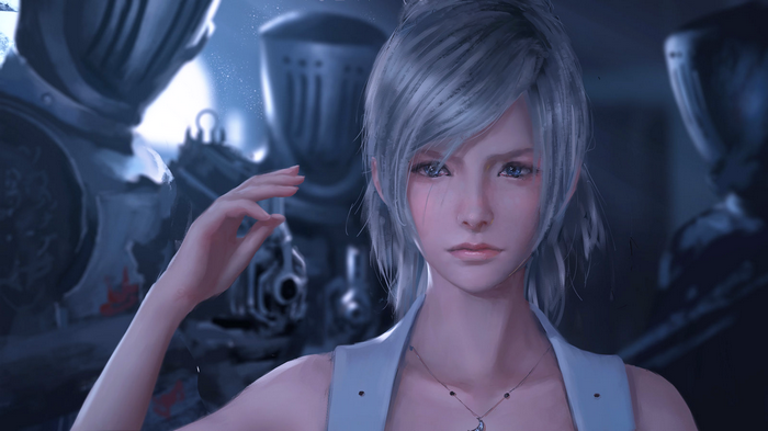 Luna from Final Fantasy XV with guards