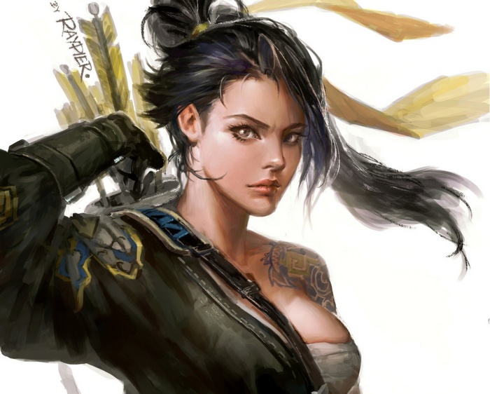 Fantasy girl with bow and arrows