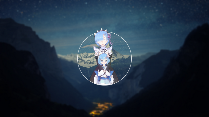 Rem and Ram from Re:Zero in a circle