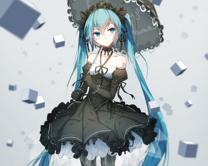 Gothic, twintails, Vocaloid, Hatsune Miku, long hair, lolita, lolita fashion