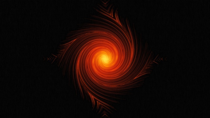 Abstract orange glowing spiral on black background