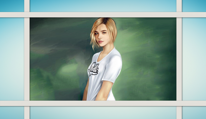 Artwork of Chloë Grace Moretz in a white t-shirt