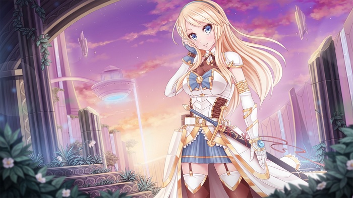 Leanna Dawn with a sword in fantasy armor