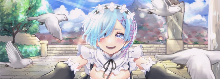 Rem from Re:Zero with white doves