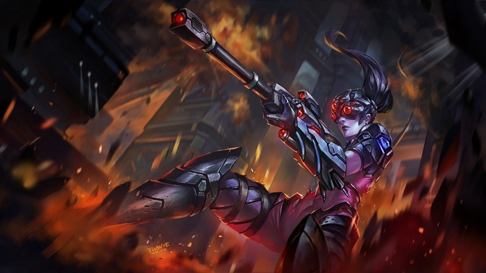 Widowmaker from Overwatch with sniper rifle