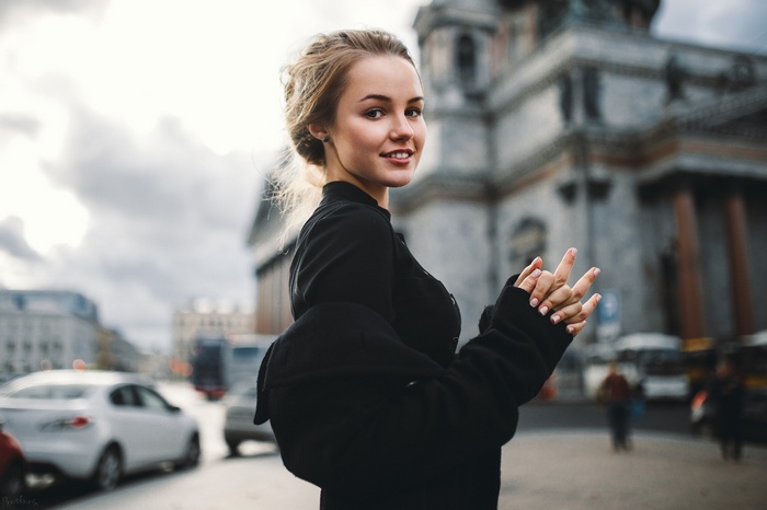 Portrait of Julia Tavrina in black clothing