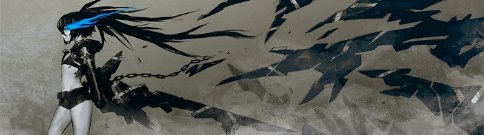 anime girls, dual monitors, Black Rock Shooter