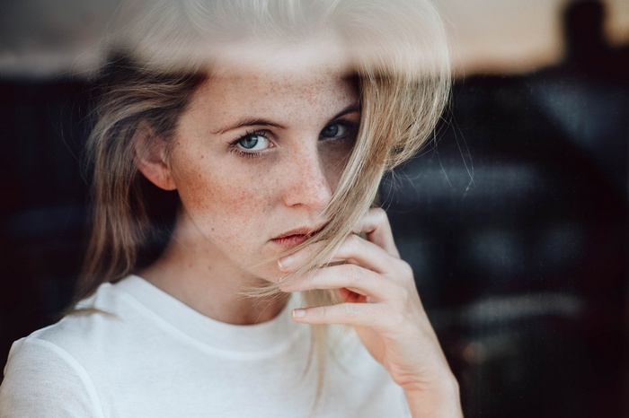 Ruby James with blonde hair and blue eyes