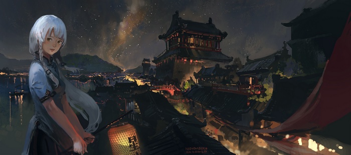 Xingchen in a traditional Chinese town at night