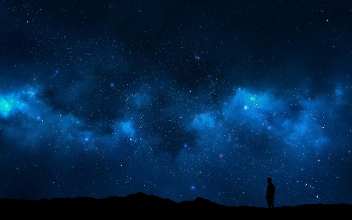 digital art, alone, landscape, space art, isolation, night, space, nature, sky