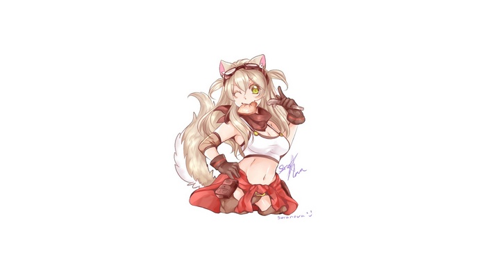 Lily the Fox Mechanic eating bread