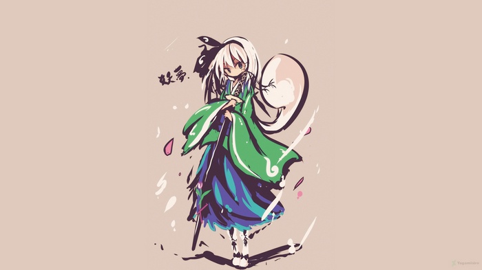 Touhou character in a green yukata with a katana
