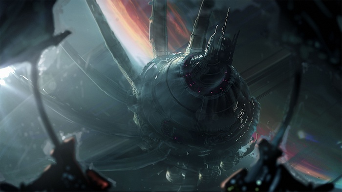 Massive alien spaceship in a nebula