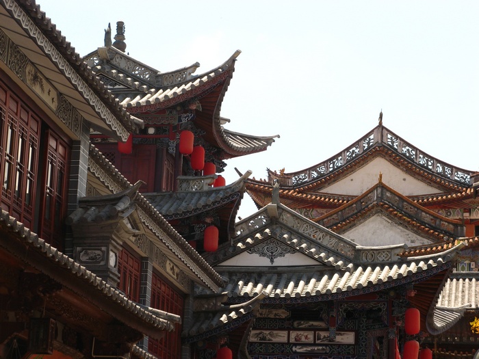 Traditional Asian architecture with red lanterns