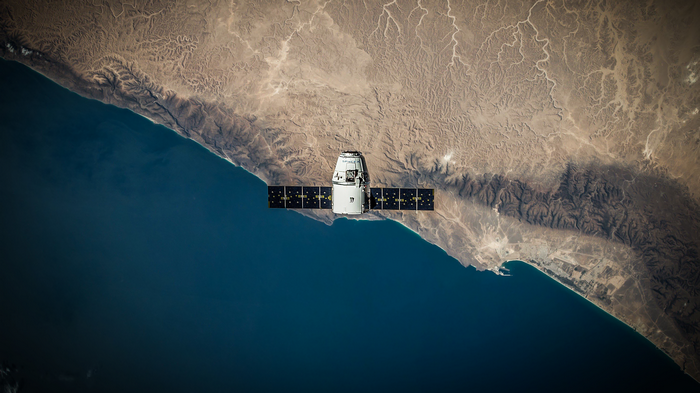 SpaceX Dragon spacecraft orbiting Earth