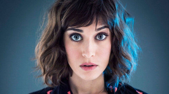 Lizzy Caplan portrait with blue lighting