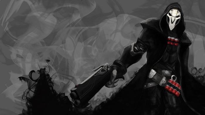 Reaper from Overwatch holding shotguns