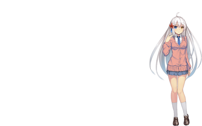 Anime girl with white hair and heterochromia