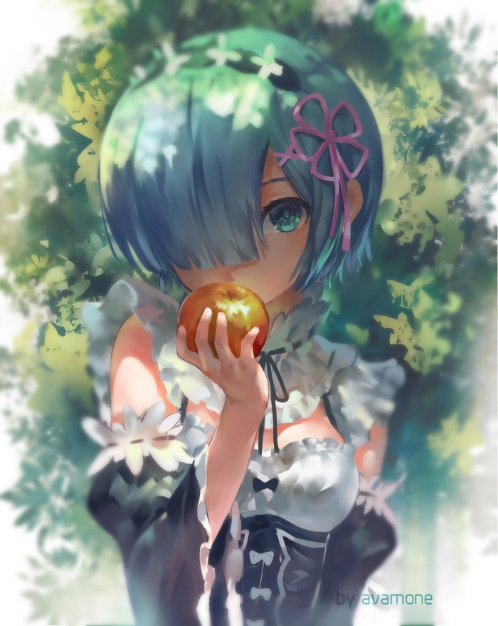 Short Hair Apples Rem Re Zero Cleavage Rezero Kara Hajimeru Isekai Seikatsu Blue Hair 9901