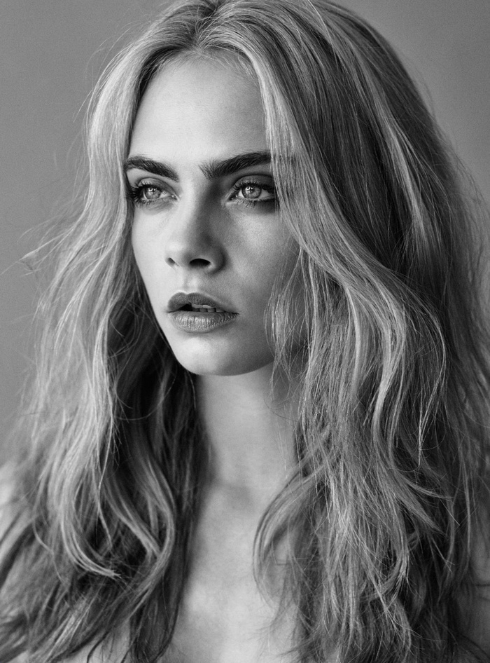 Cara Delevingne black and white portrait