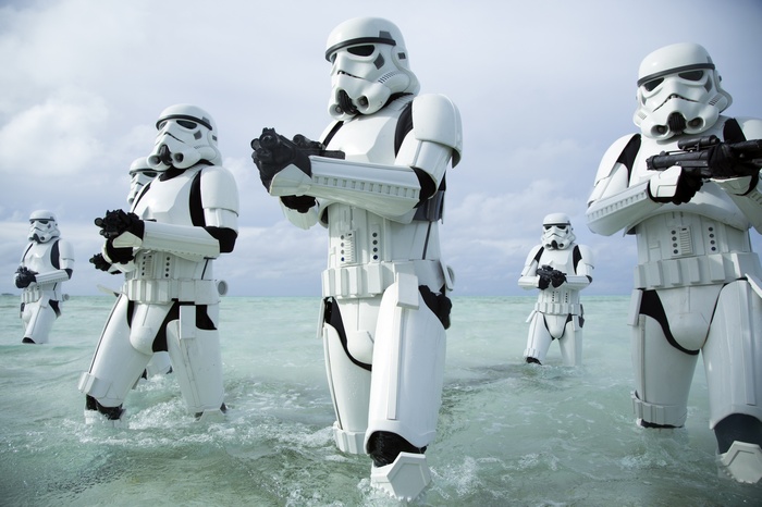 Stormtroopers from Rogue One: A Star Wars Story in the water