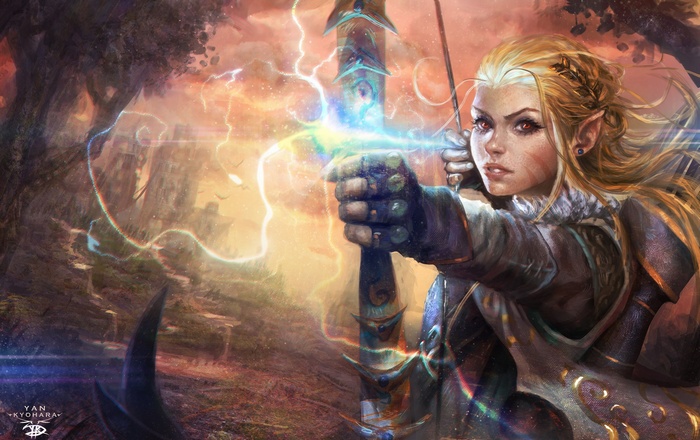 Fantasy Archer with Lightning Bow by Yan Kyohara