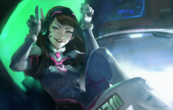 D.Va from Overwatch in her suit