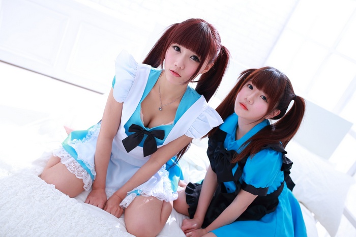 couple, redhead, cosplay, women, Ji Xin Qiao, Asian, portrait