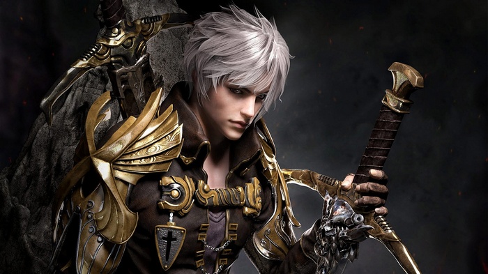 Warrior with sword and golden armor