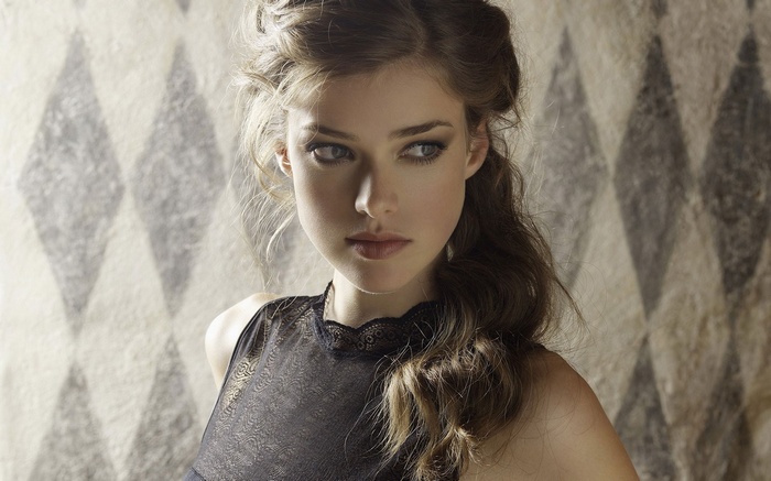 Model Julia Saner in a black lace top
