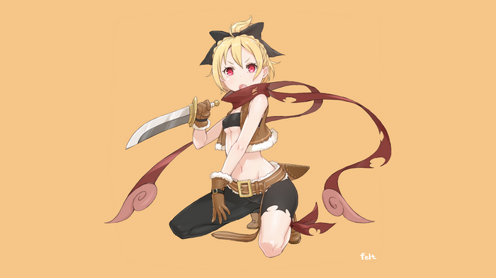 Felt from Re:Zero kneeling with a sword