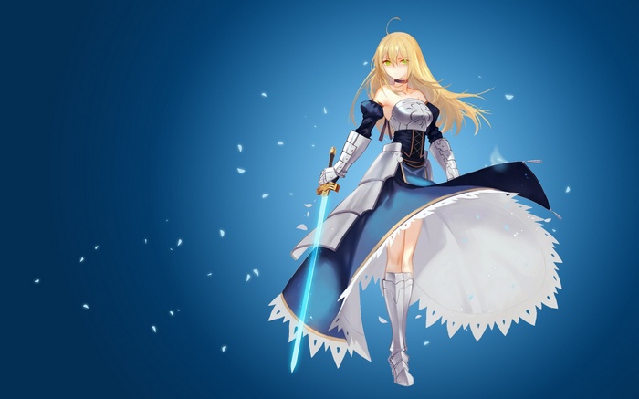 Saber from Fate/Stay Night with a glowing sword