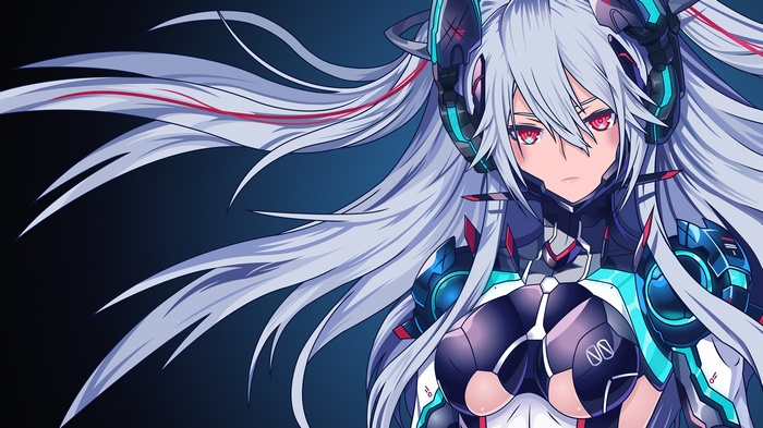 Anime girl with white hair and red eyes
