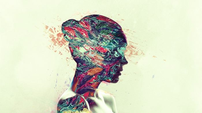 Abstract digital art of a woman's profile
