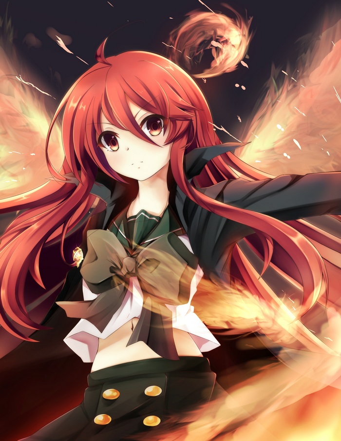 Shana from Shakugan no Shana with red hair and wings