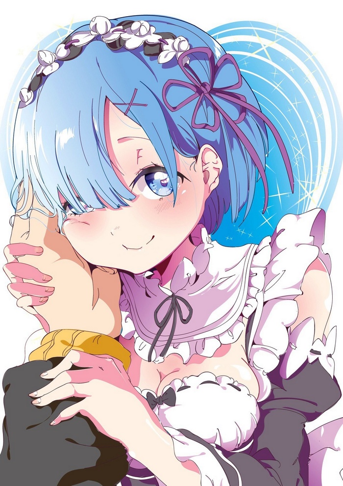 Rem from Re:Zero embracing someone