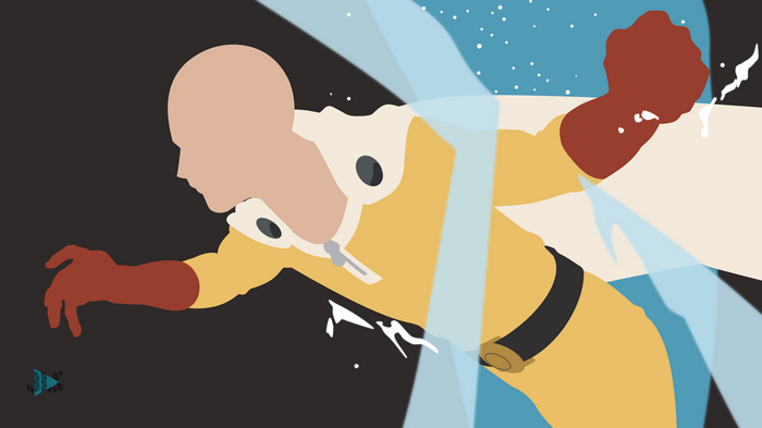 Saitama from One-Punch Man in minimalist style
