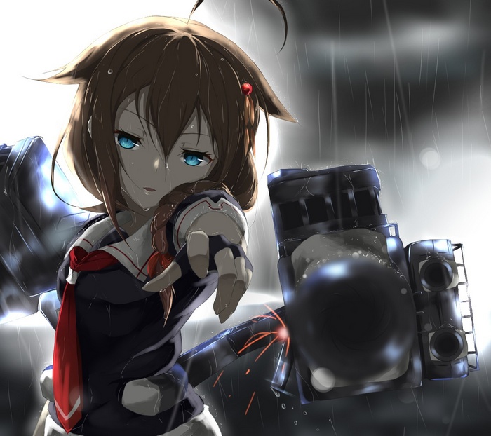 Shigure from Kantai Collection in the rain